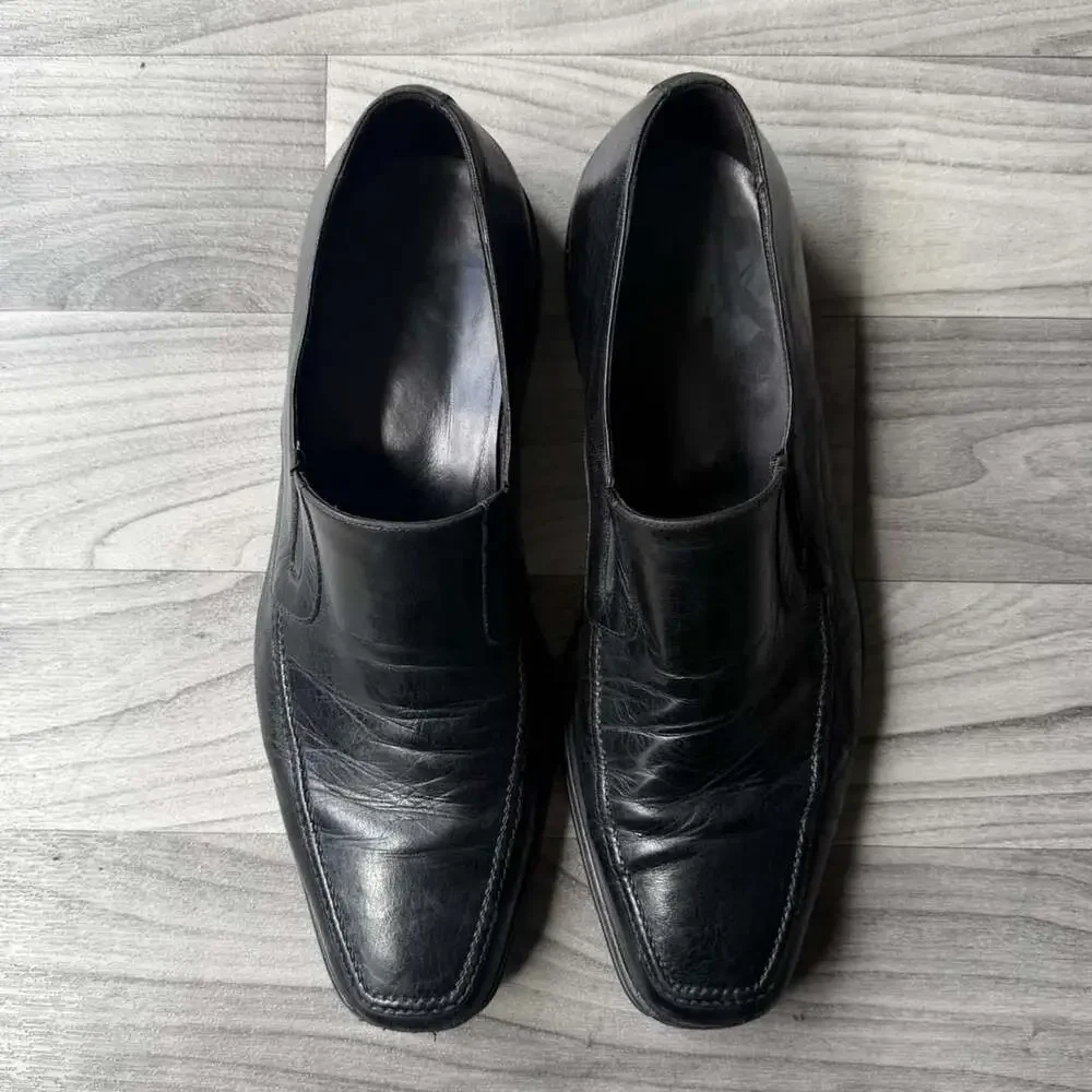 Bruno Magli Raging Black Leather Loafers Size 11